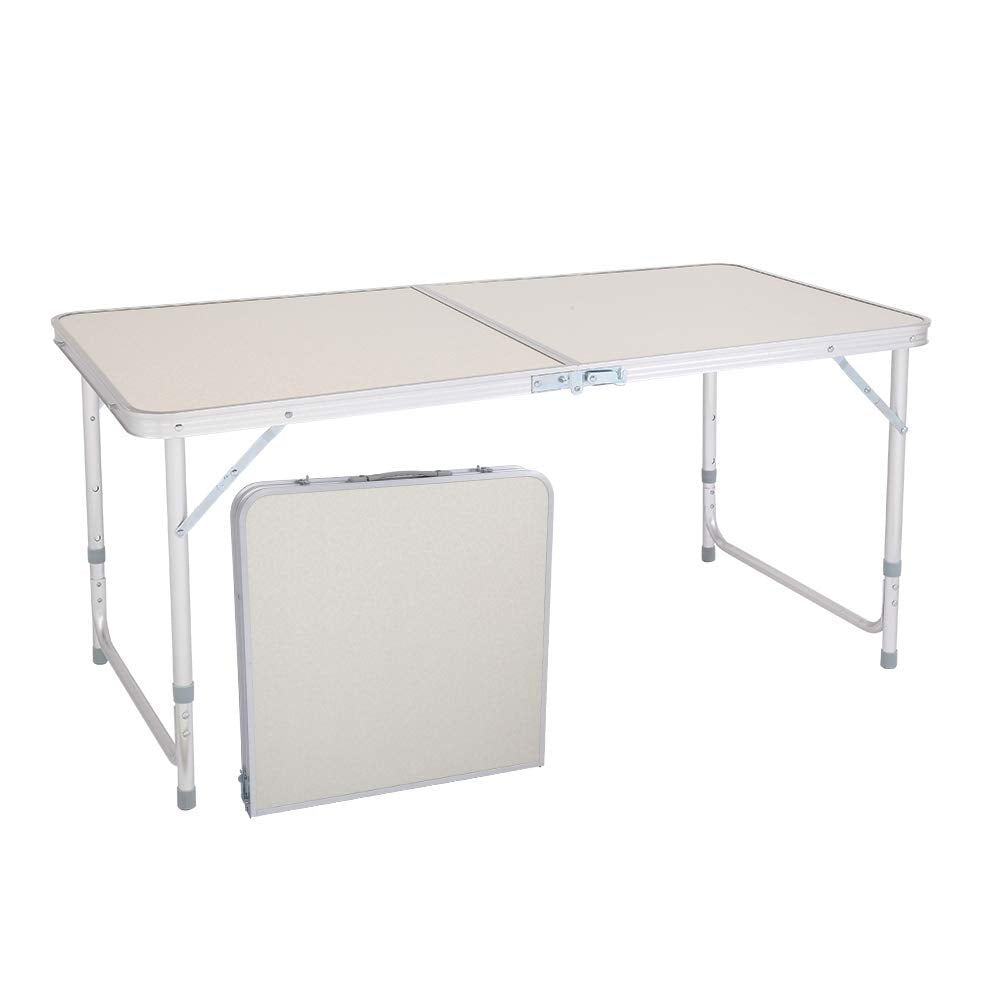 Table Camping Pliante Aluminium Table D'appoint pour Caravane Jardin BBQ Barbecue en Portable Exterieure Auteur Réglable 90 x 60 x 70 CM