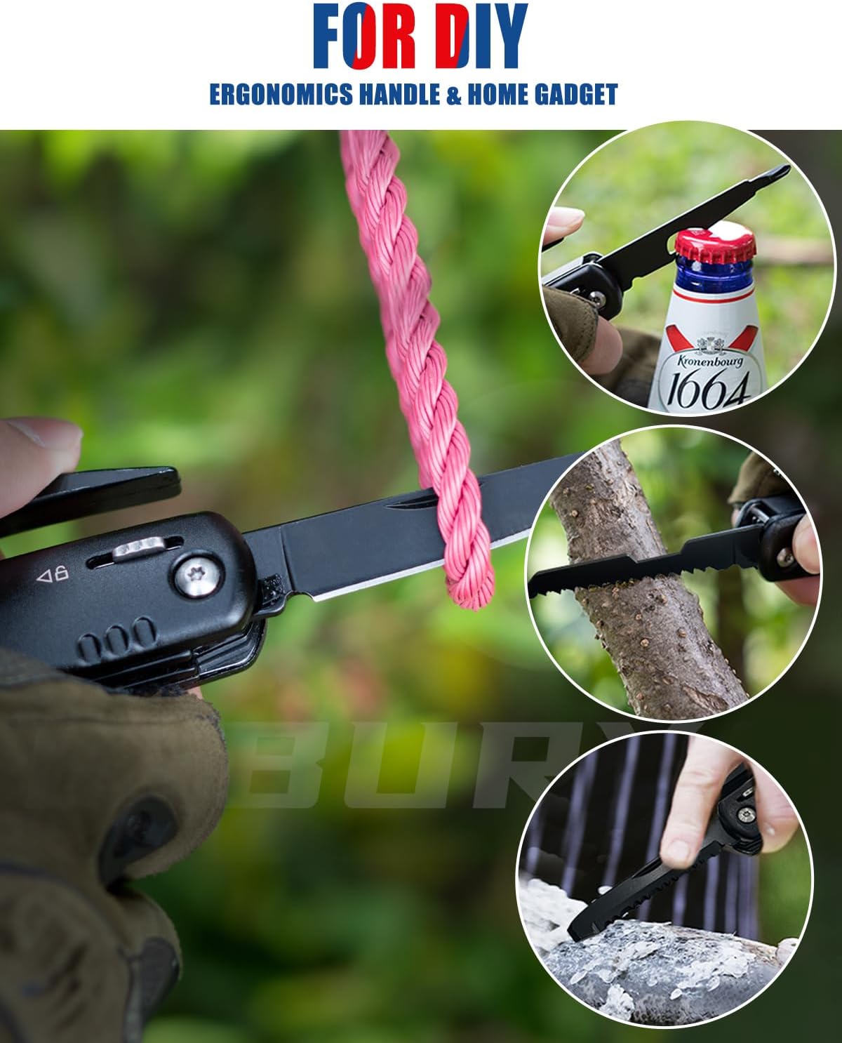 BIBURY Cadeau Homme, 12 en 1 Outil Multifonction, Cadeau Fete des Peres, Camping Gadget Insolite Utile, Cadeau Anniversaire Papa, Cadeau Papa, Idee Cadeau Papa Original, Cadeau Saint Valentin