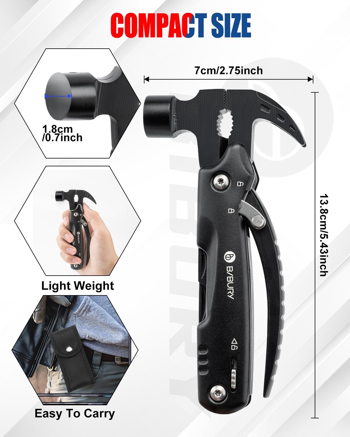 BIBURY Cadeau Homme, 12 en 1 Outil Multifonction, Cadeau Fete des Peres, Camping Gadget Insolite Utile, Cadeau Anniversaire Papa, Cadeau Papa, Idee Cadeau Papa Original, Cadeau Saint Valentin