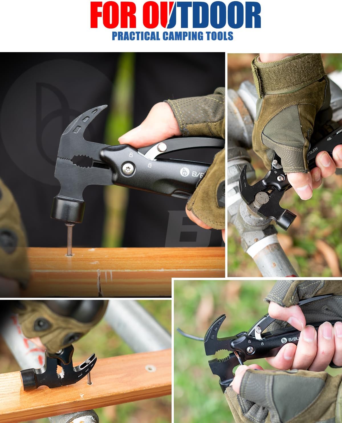 BIBURY Cadeau Homme, 12 en 1 Outil Multifonction, Cadeau Fete des Peres, Camping Gadget Insolite Utile, Cadeau Anniversaire Papa, Cadeau Papa, Idee Cadeau Papa Original, Cadeau Saint Valentin