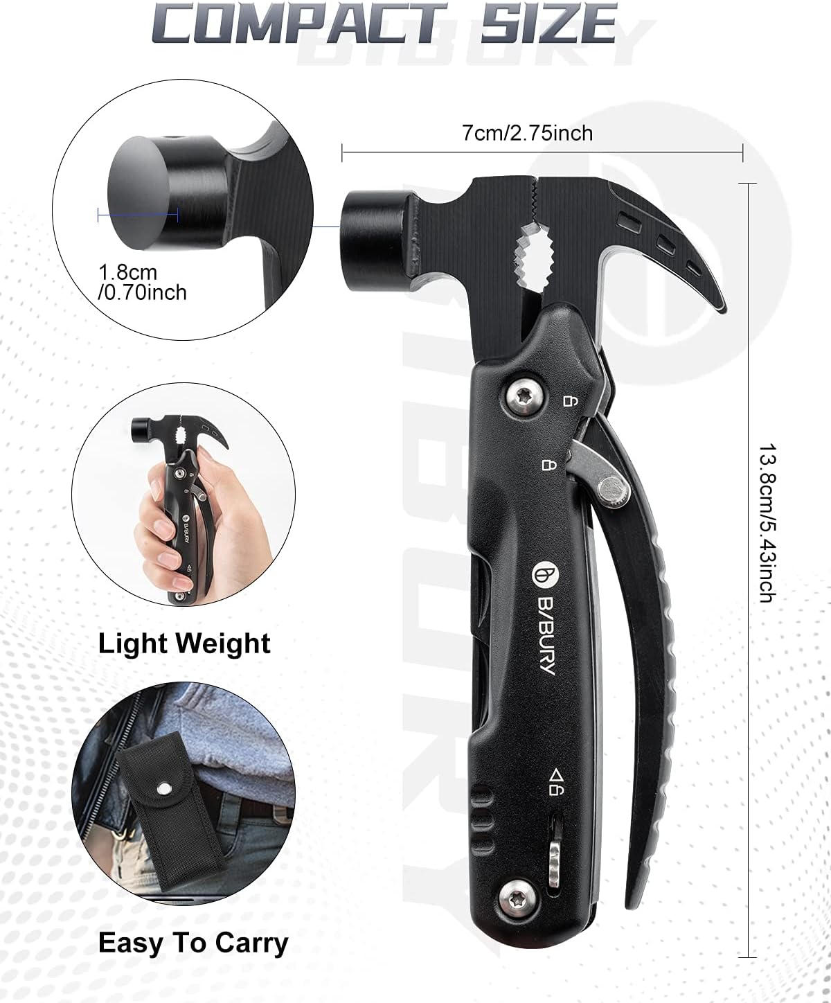 BIBURY Cadeau Homme, 12 en 1 Outil Multifonction, Cadeau Fete des Peres, Camping Gadget Insolite Utile, Cadeau Anniversaire Papa, Cadeau Papa, Idee Cadeau Papa Original, Cadeau Saint Valentin