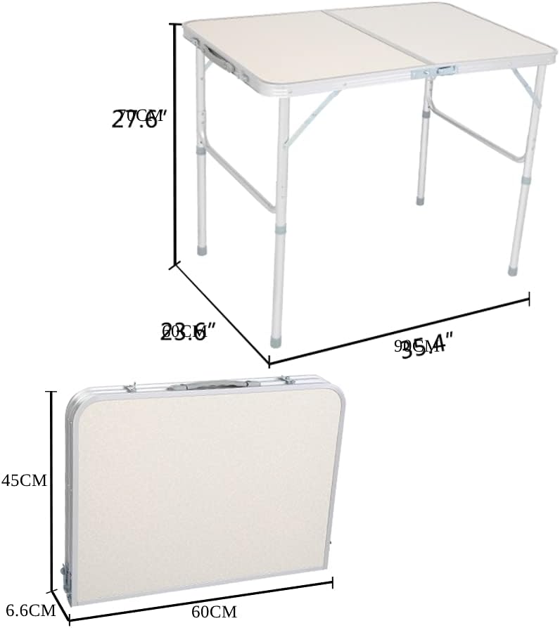 Table Camping Pliante Aluminium Table D'appoint pour Caravane Jardin BBQ Barbecue en Portable Exterieure Auteur Réglable 90 x 60 x 70 CM