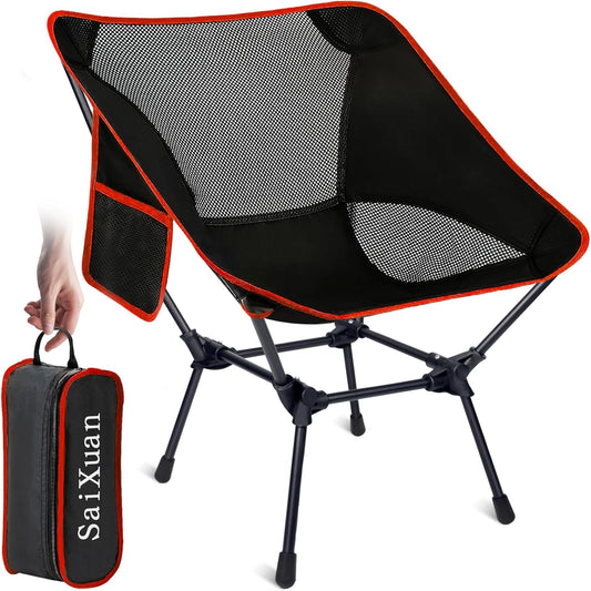 SaiXuan Chaise de Randonnée Ultralégère Pliable avec Poche Latérale – Fauteuil Portable de Plein Air avec Maille Aérée et Sac de Rangement, Support 120 kg pour Plage, Jardin, Festival, Camping